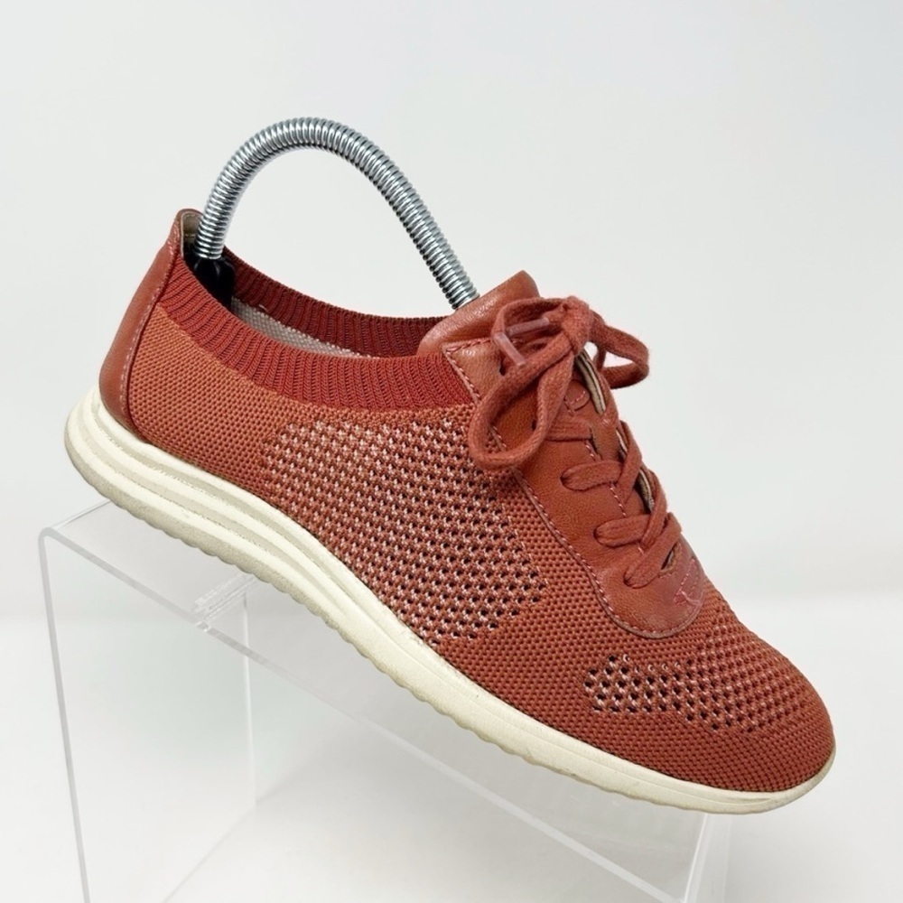 Sofft Novella Orange and Red Leather Lace Up Comfort Sneakers Size 7.5